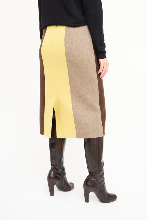 Marni Brown 
Yellow Colour Block Skirt