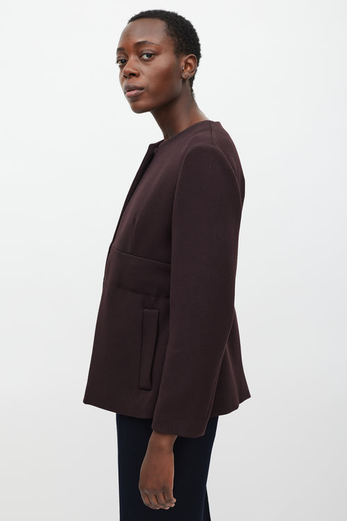 Marni Brown Wool Collarless Belted Blazer