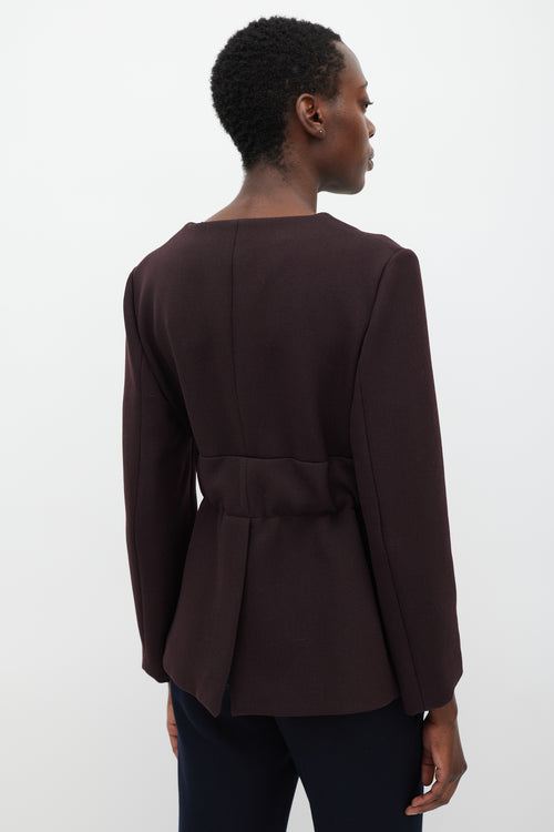 Marni Brown Wool Collarless Belted Blazer