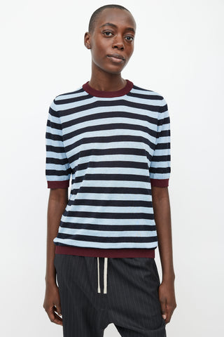 Marni Burgundy 
Blue Striped Knit Top