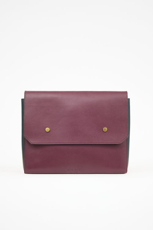 Marni Burgundy 
Green Leather Pouch