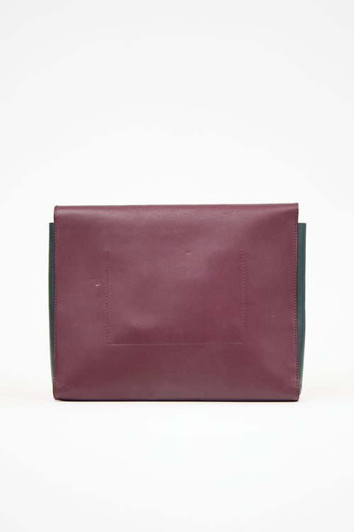 Marni Burgundy 
Green Leather Pouch