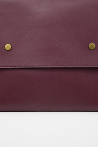 Marni Burgundy 
Green Leather Pouch