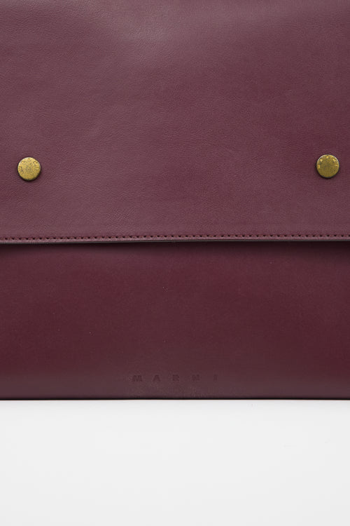 Marni Burgundy 
Green Leather Pouch