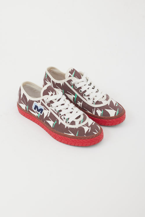 Marni Brown Multi Patterned Canvas Sneaker