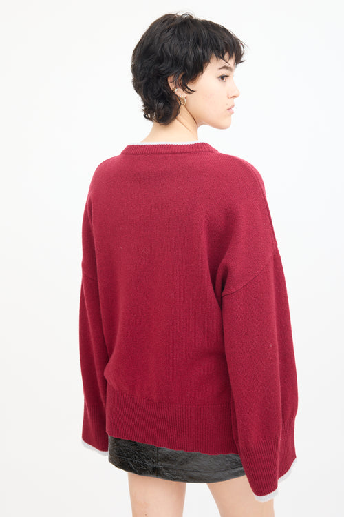 Marni X Suarez Burgundy 
Beige Wool Knit Graphic Sweater