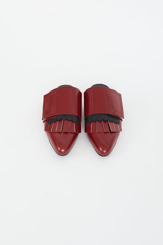 Marni Burgundy Leather Kiltie Fringe Mule