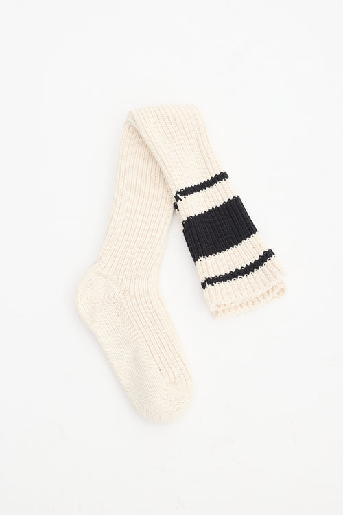 Marni Cream 
Black Striped Knee Socks