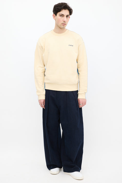 Marni Cream 
Blue Stitched Trim Sweatshirt