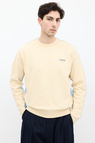 Marni Cream 
Blue Stitched Trim Sweatshirt