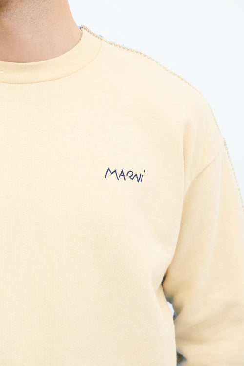 Marni Cream 
Blue Stitched Trim Sweatshirt