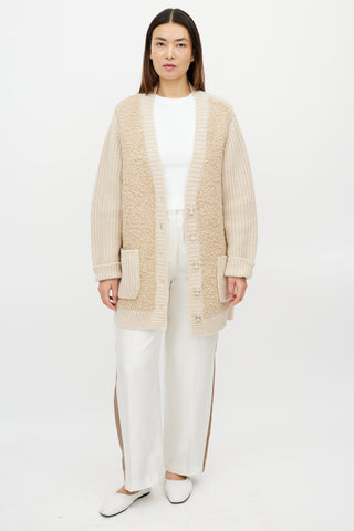 Marni Cream Felted Cashmere Cardigan