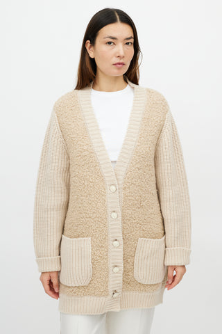 Marni Cream Felted Cashmere Cardigan