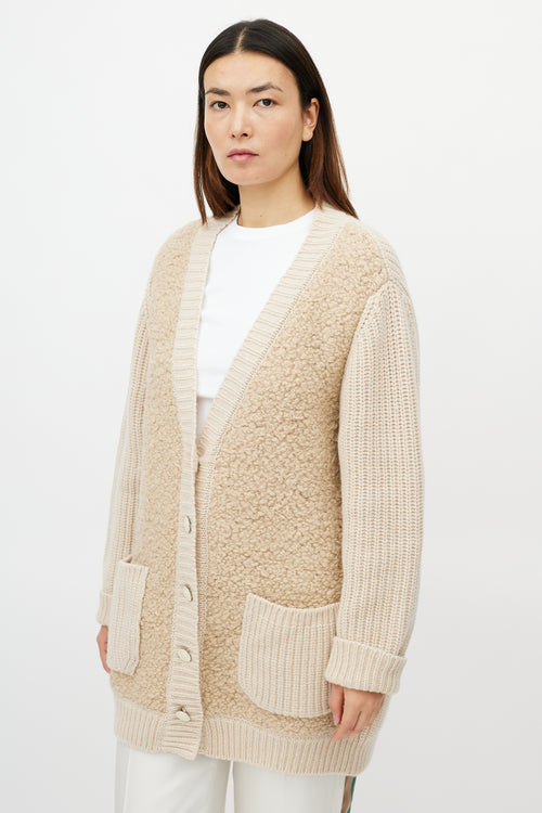 Marni Cream Felted Cashmere Cardigan