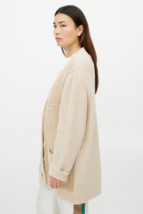 Marni Cream Felted Cashmere Cardigan