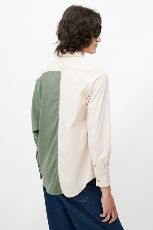 Marni Cream 
Green Embroidered Patch Shirt