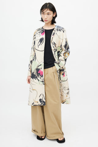 Marni Cream 
Multi Linen Floral Coat