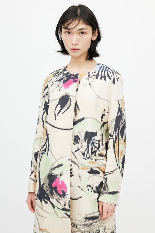 Marni Cream 
Multi Linen Floral Coat