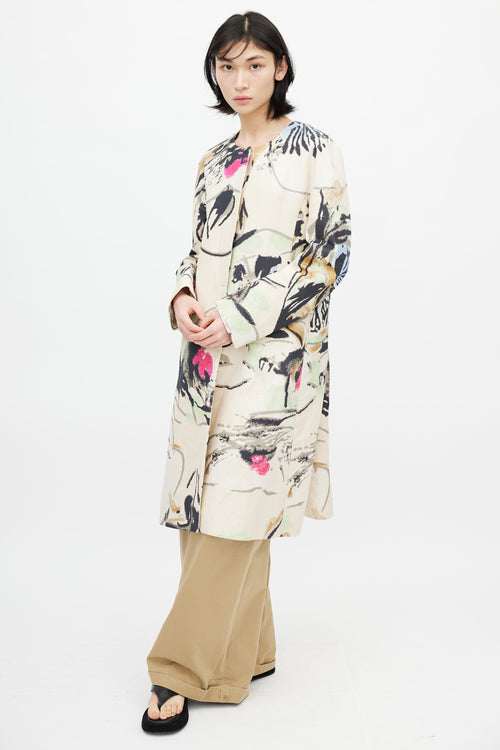 Marni Cream 
Multi Linen Floral Coat