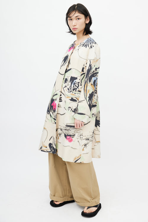 Marni Cream 
Multi Linen Floral Coat