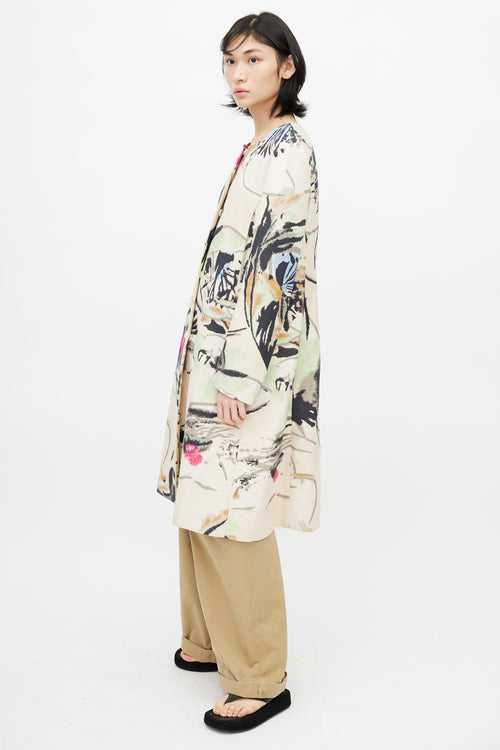 Marni Cream 
Multi Linen Floral Coat