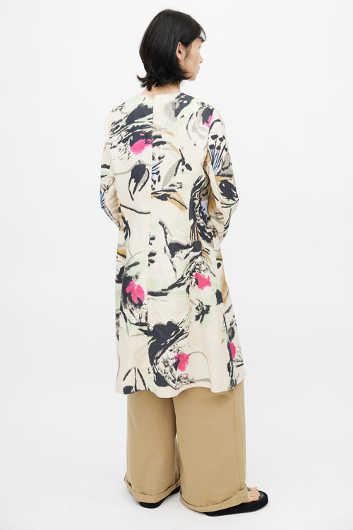 Marni Cream 
Multi Linen Floral Coat