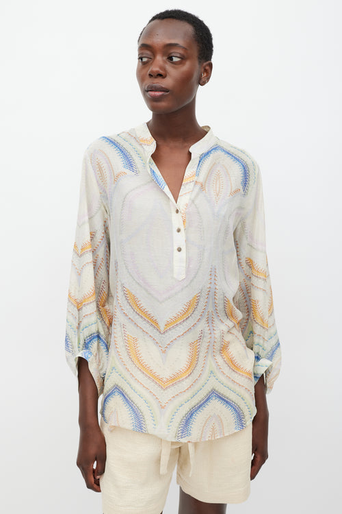 Marni Cream 
Multi Semi Sheer Paisley Blouse