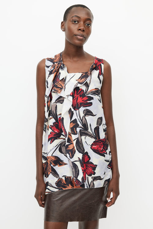 Marni Cream 
Multicolour Floral Silk Top