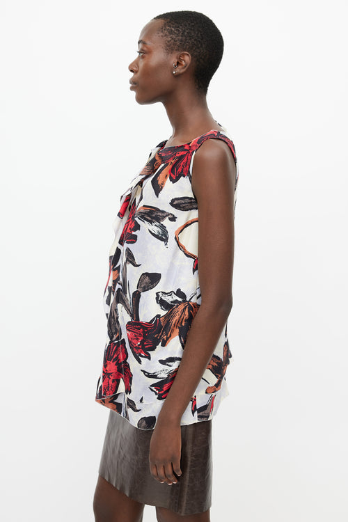 Marni Cream 
Multicolour Floral Silk Top