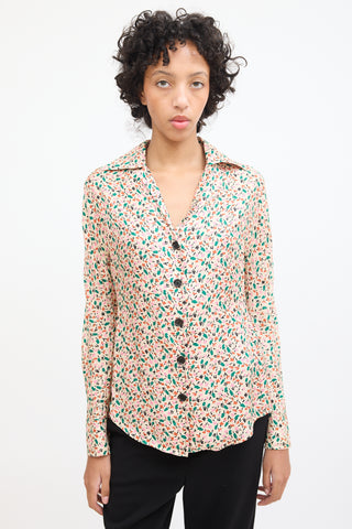 Marni Cream 
Multicolour Silk Floral Shirt