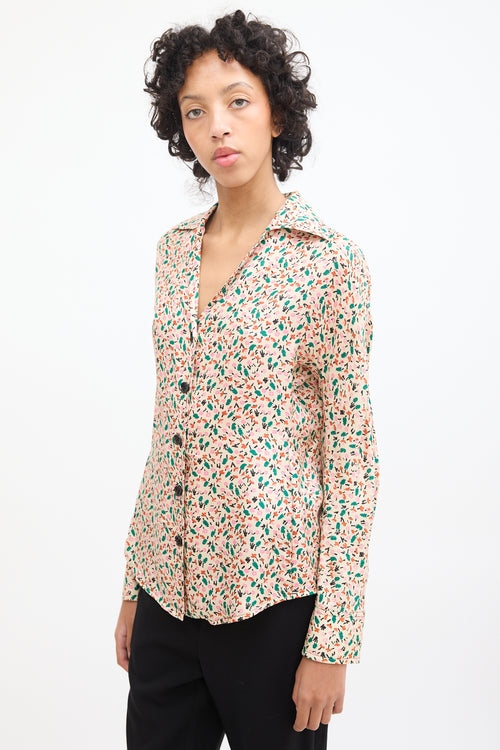 Marni Cream 
Multicolour Silk Floral Shirt