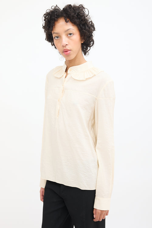 Marni Cream Nylon Ruffle Collar Blouse