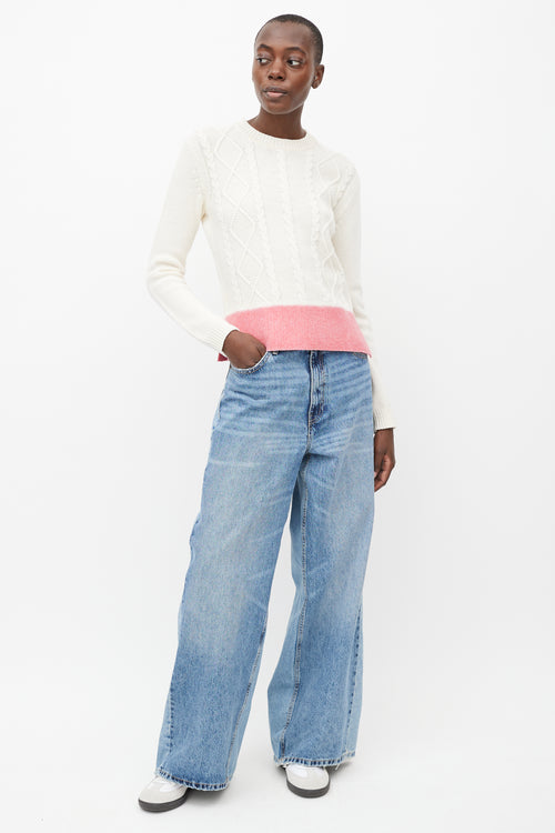 Marni Cream 
Pink Felted Wool Trim  Sweater