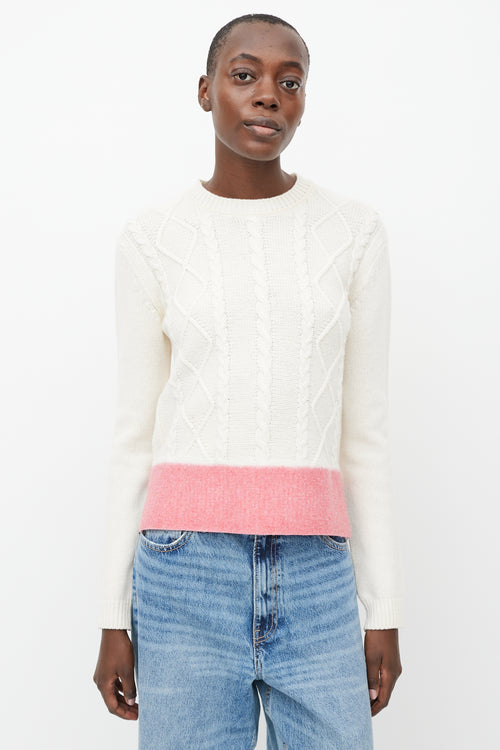 Marni Cream 
Pink Felted Wool Trim  Sweater