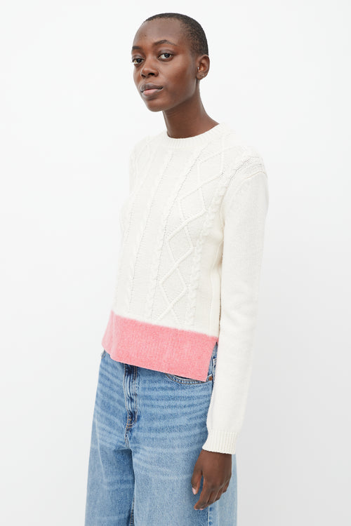 Marni Cream 
Pink Felted Wool Trim  Sweater