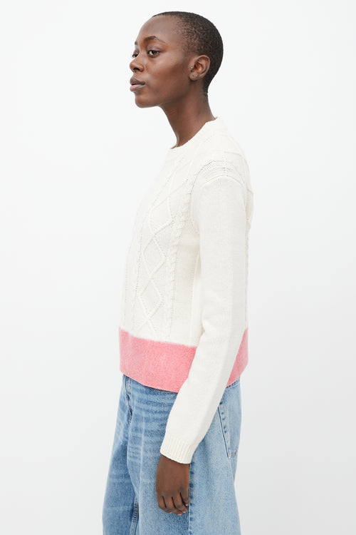 Marni Cream 
Pink Felted Wool Trim  Sweater