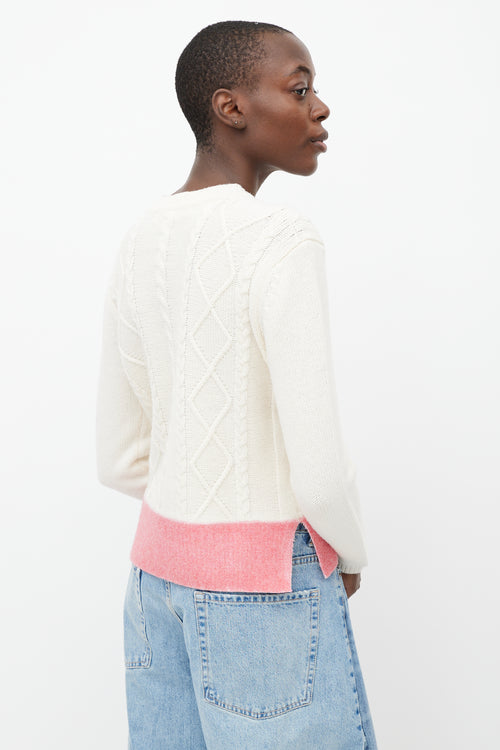 Marni Cream 
Pink Felted Wool Trim  Sweater