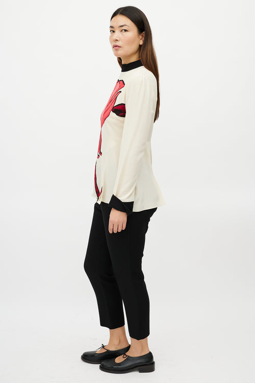 Marni Cream 
Red Silk Rose Top