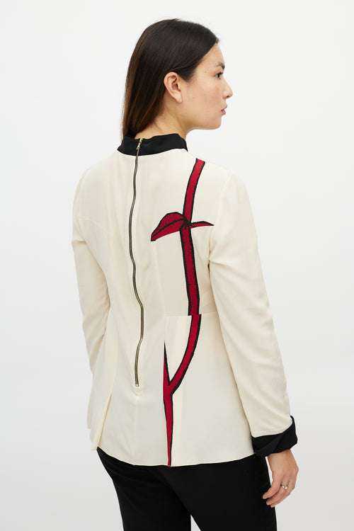 Marni Cream 
Red Silk Rose Top