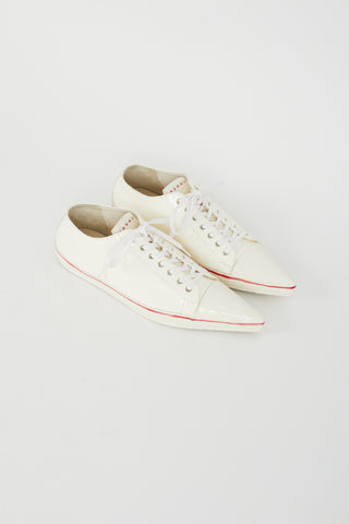 Marni Cream Patent Pointed Toe Sneaker