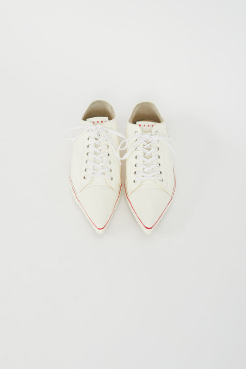 Marni Cream Patent Pointed Toe Sneaker