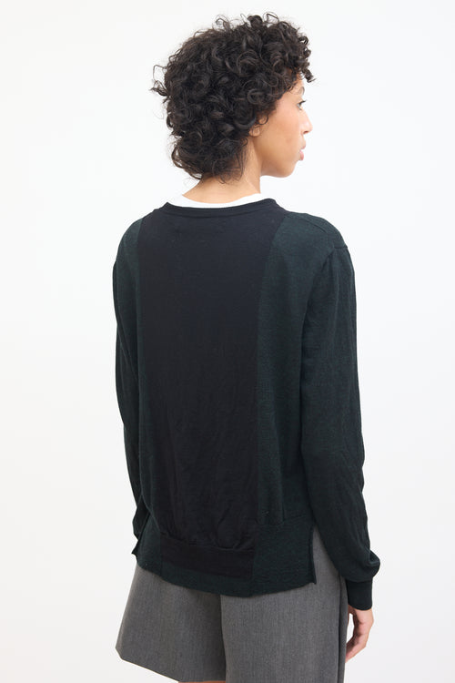 Marni Dark Green 
Black Wool Panelled Cardigan