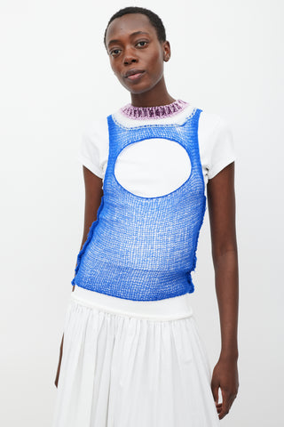 Marni Electric Blue 
Multi Cashmere Cutout Top