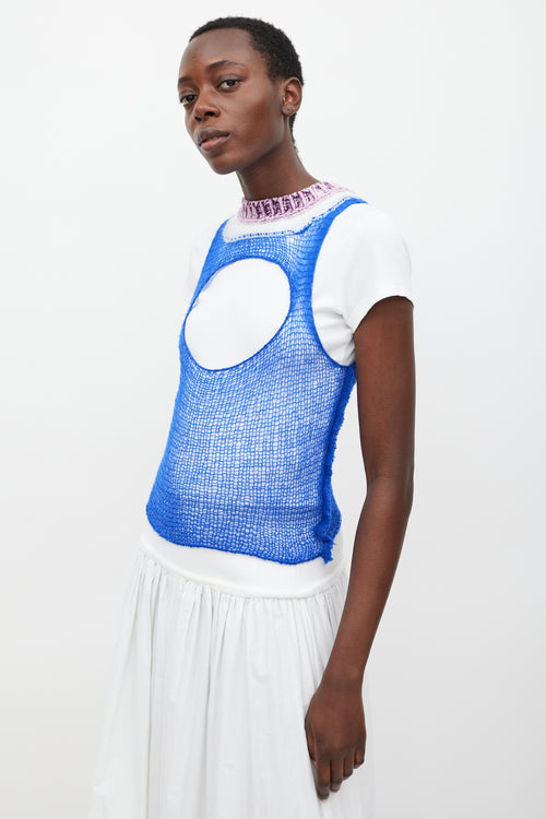 Marni Electric Blue 
Multi Cashmere Cutout Top