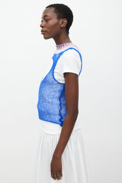 Marni Electric Blue 
Multi Cashmere Cutout Top