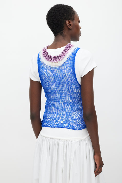 Marni Electric Blue 
Multi Cashmere Cutout Top