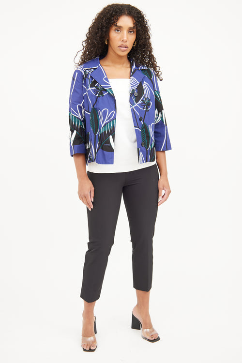 Marni Blue Multi Floral Print Jacket