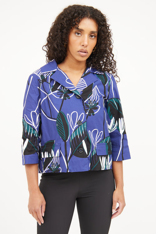 Marni Blue Multi Floral Print Jacket