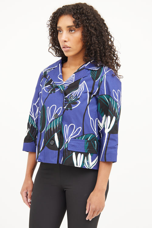 Marni Blue Multi Floral Print Jacket