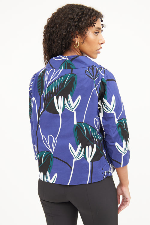 Marni Blue Multi Floral Print Jacket